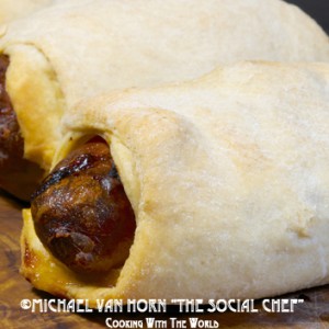 Sausage Wrapped in Pizza Dough